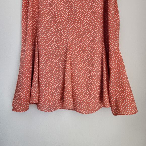 Vintage Orange Mottled Polka Dot High Waisted Fit and Flare Skirt 10 - Picture 6 of 9